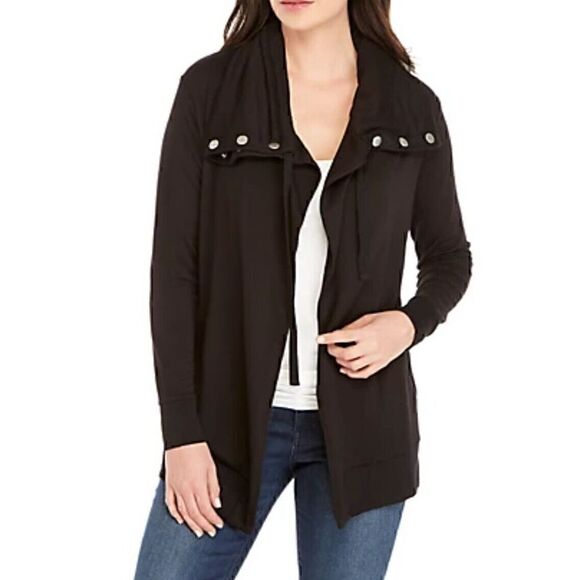 Cable & Gauge Women Long Sleeve Flyaway Jacket Black Size Small Petite - Picture 9 of 9